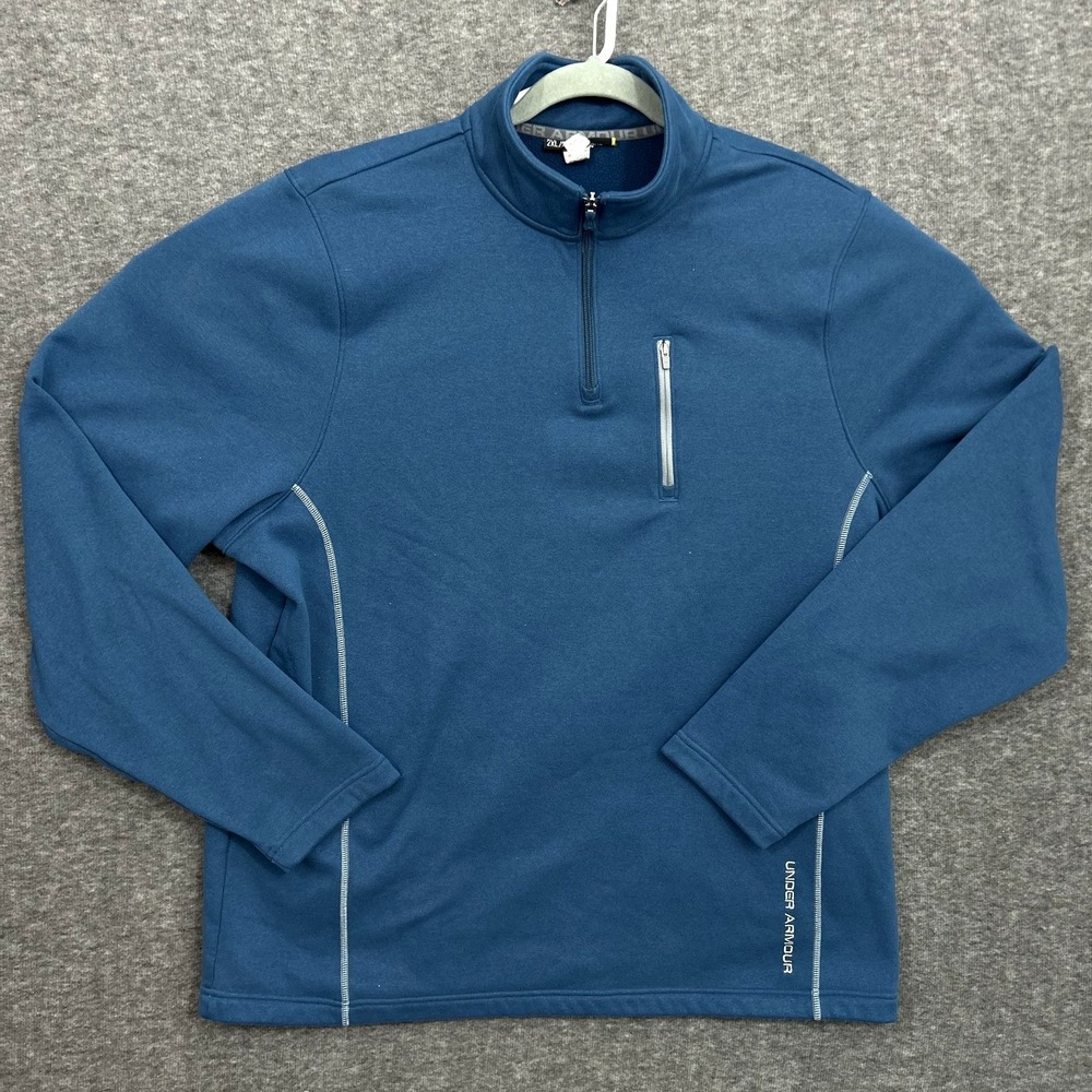 Under Armour Zephyr Fleece 1/4 Zip Men 2XL XXL Pullover Cold Gear Blue Loose Fit